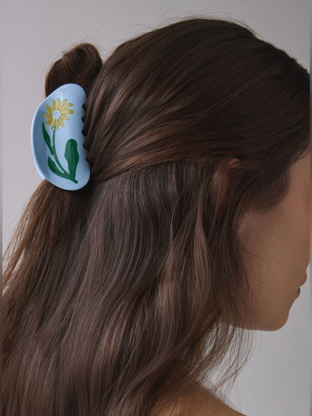 Blue Flower Inset Claw Clip